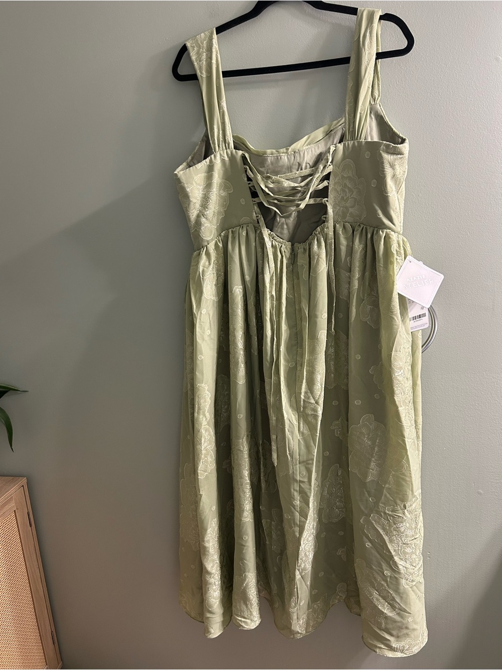 NWT azazie mabel celadon midi dress sage green wedding guest cocktail formal - Picture 6 of 7